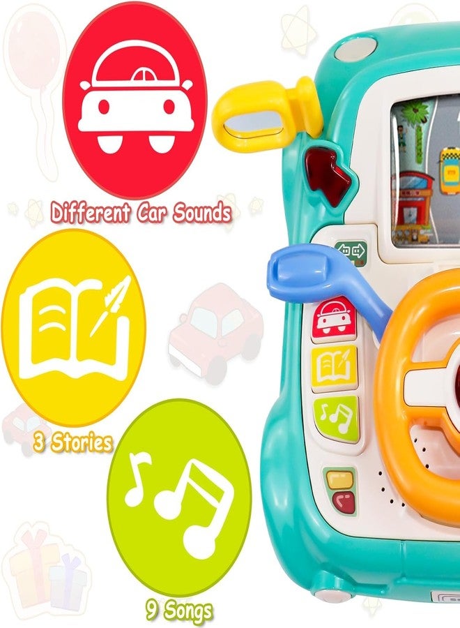 Slipps Kids Steering Wheel Toy Musical Baby Car Toddlers Interactive Learning Simulation Driving Car Seat Pretend Play Develops Fine Motor Skills for 1 2 3 Years Old Baby Boys Girls (Blue) - Image 3